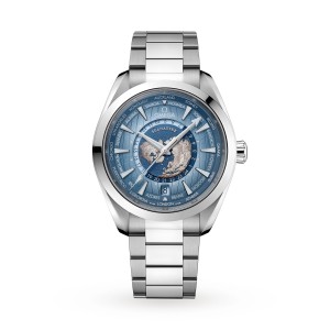 Omega seamaster aqua terra 150m co-axial master chronometer gmt worldtimer 43mm sommarblå O22010432203002